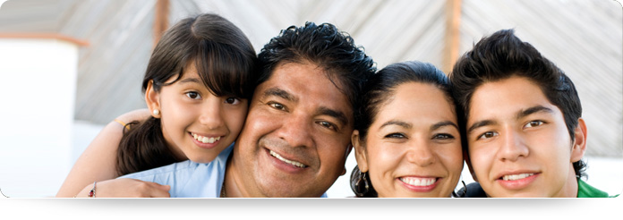 smiling family with kids